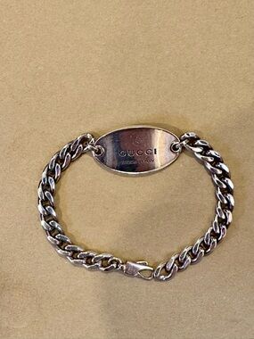 Gucci Sterling Silver ID Curb Chain Bracelet
